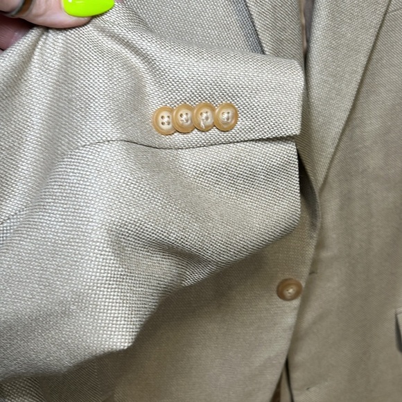 Lands' End Tan Silk Wool Blazer Sportscoat Office Career Classic Professional - Picture 13 of 14